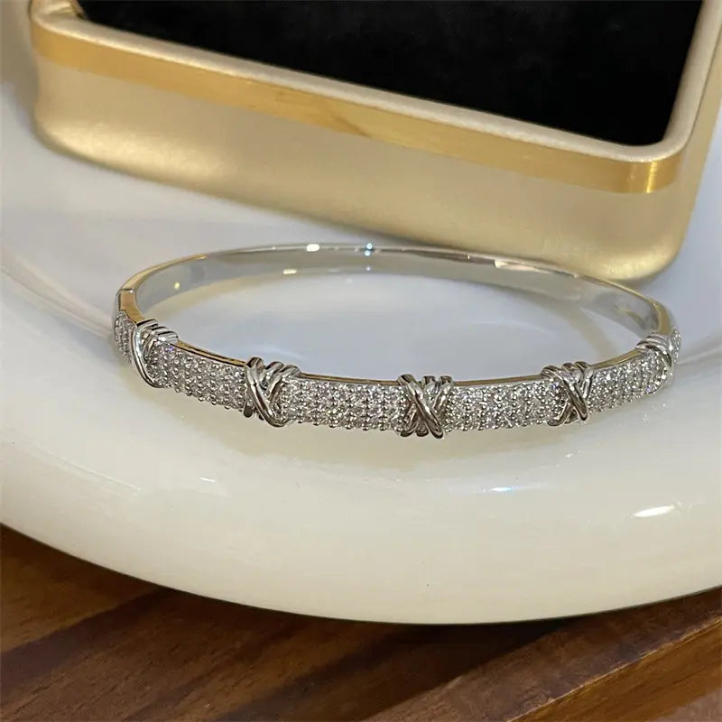 Light Luxury Full Diamond Bamboo Bracelet for Women