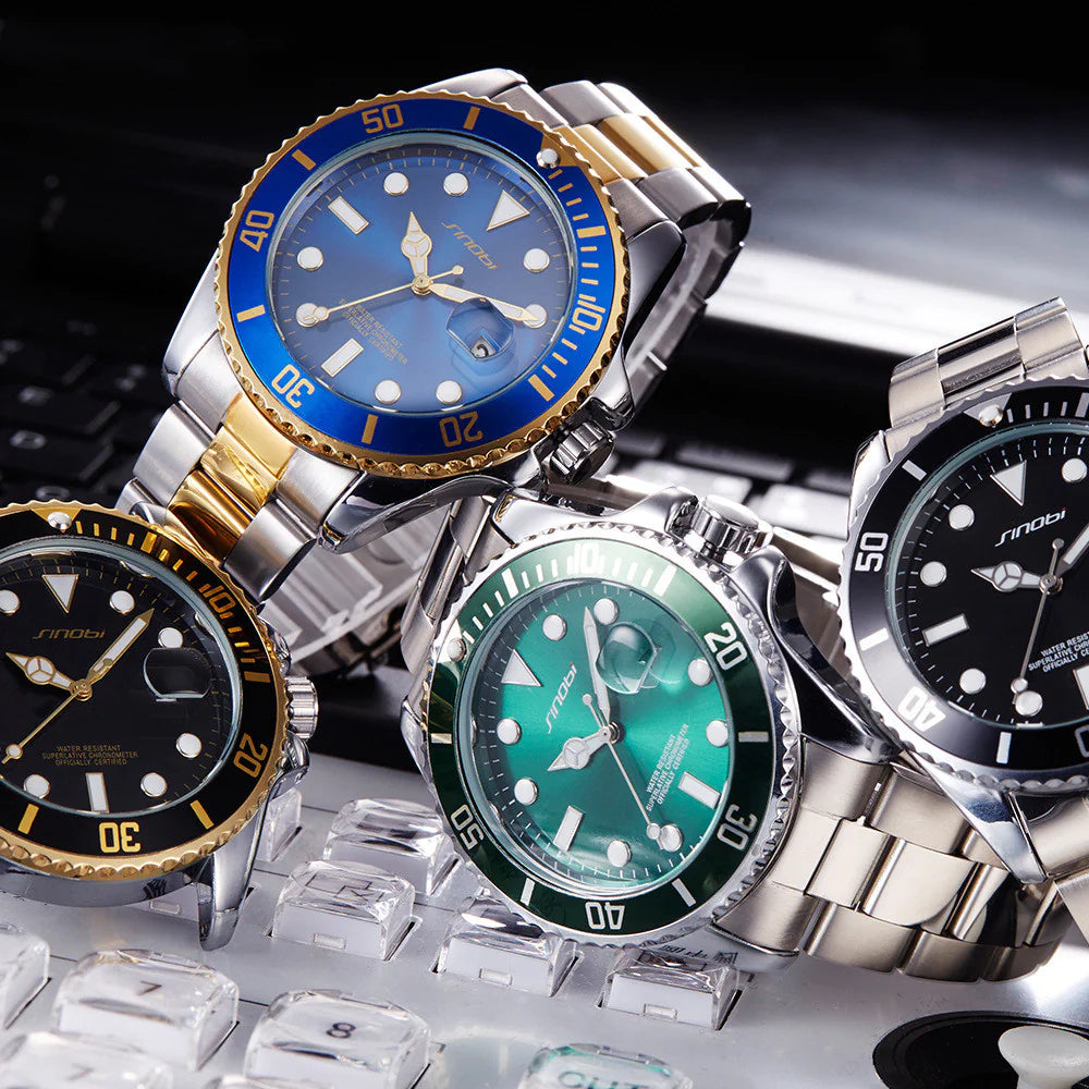 Men's Luminous Waterproof Quartz Watch with Stainless Steel Band