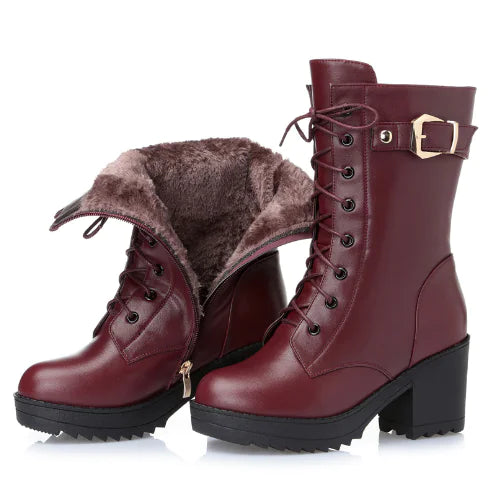 Women's Winter  echt leer  Leather Boots - Sylvia winterstijl met deze chique laarzen  maten (35-42)