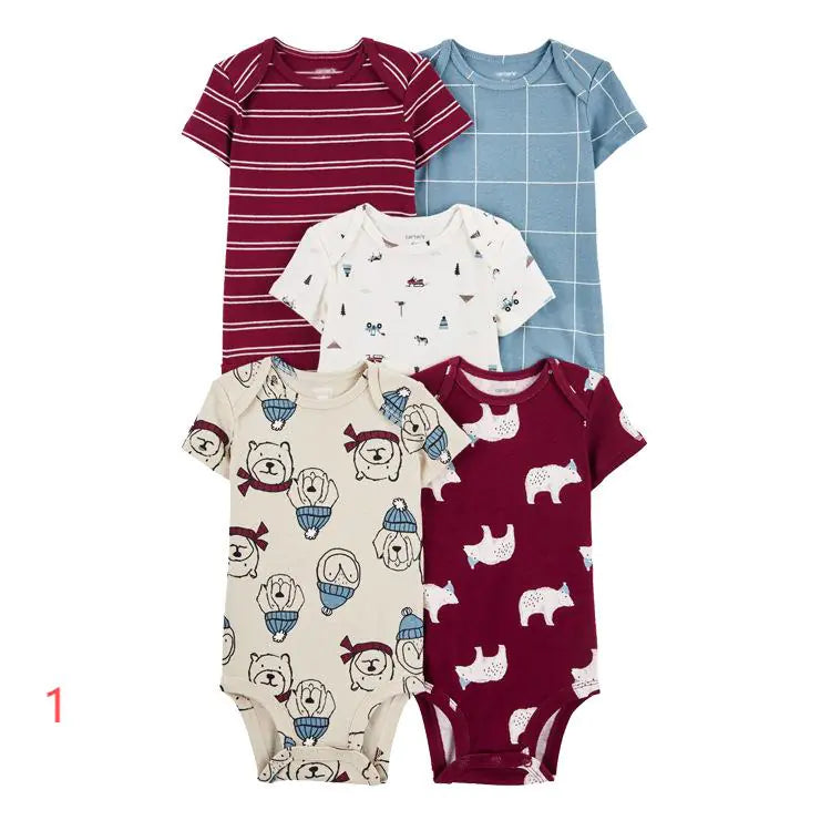 2020 Summer Baby Cotton Short Sleeve Rompers Set