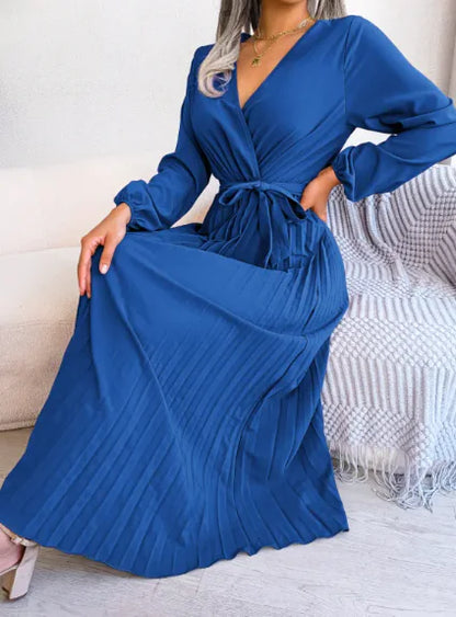 Elegant Cross Pleated Maxi Dress