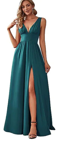 Deep V-neck Sleeveless Swing Dress