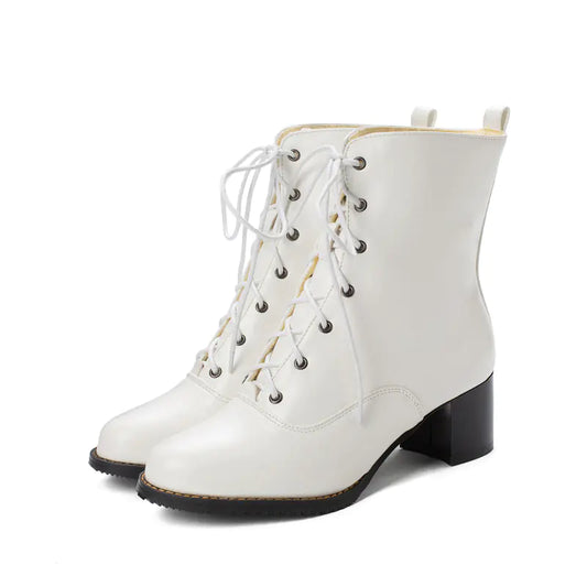 Women's Mid-Calf Chunky Heel Martin Boots