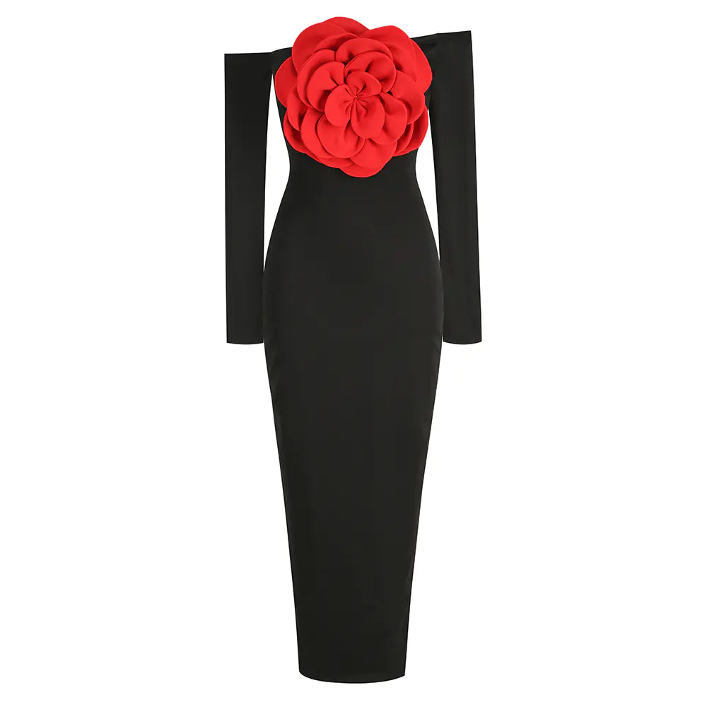 Slim Fit Backless Floral Split Dress