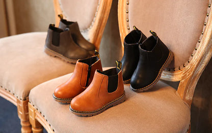 Children's Leather Short Boots for Boys and Girls sizes ranging from 21 to 36,