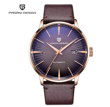 PAGANI DESIGN Herren-Automatikuhr aus echtem Leder