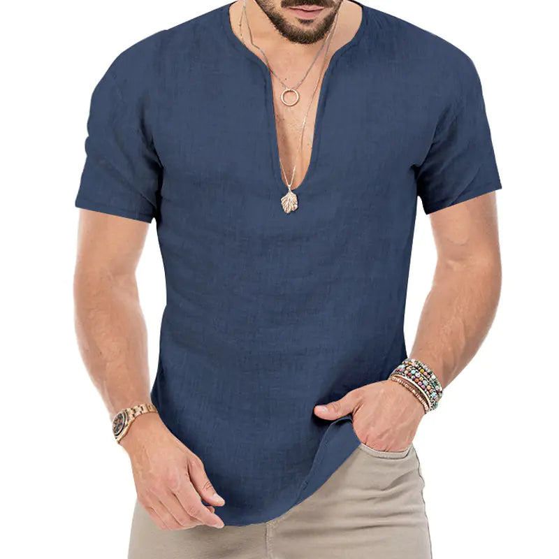 Men's Plus Size V-Neck Casual Slim Fit T-Shirt
