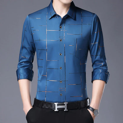 Men's Slim Fit Long Sleeve Floral Print Shirt