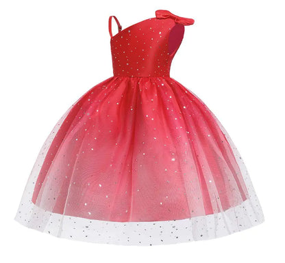 High-End Sequin Tulle Dress for Girls with Bow