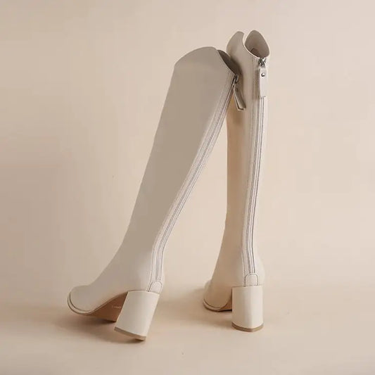Women’s Below-Knee Boots – Pointed Toe & Chunky Heel