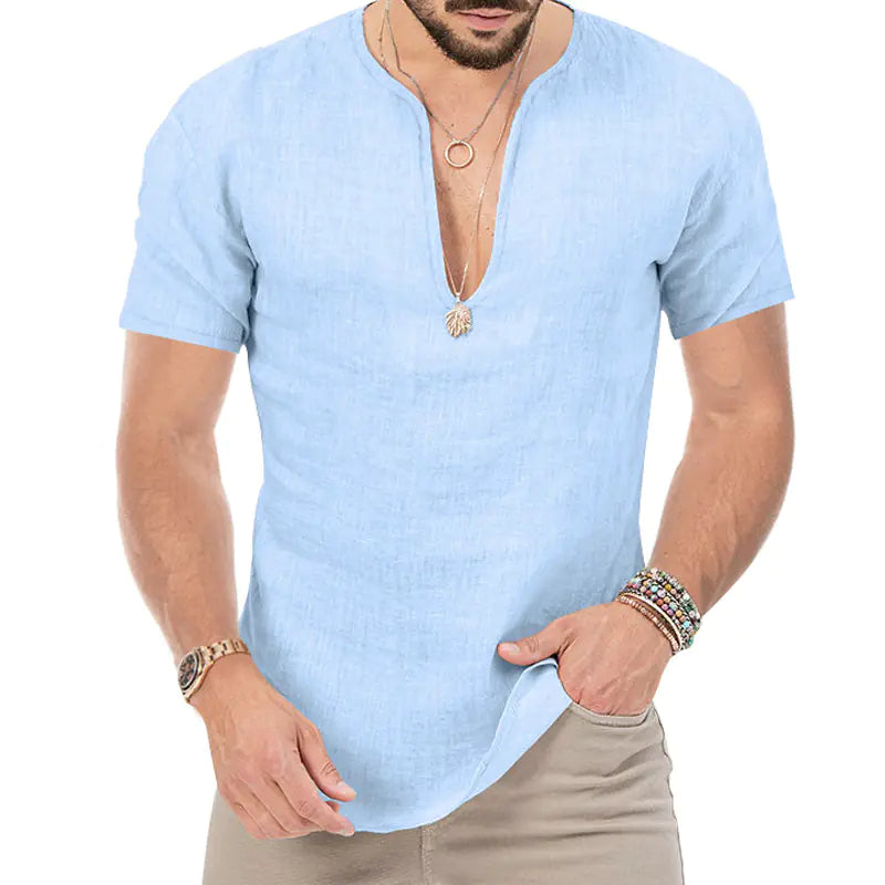 Men's Plus Size V-Neck Casual Slim Fit T-Shirt