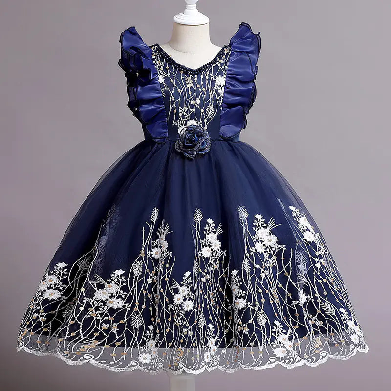 Embroidered Little Flowers Princess Dress for Girls  110cm to 160cm,