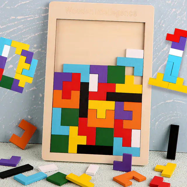 3D Colorful Wooden Tangram Puzzle Educational Toy - FkriTigrinya