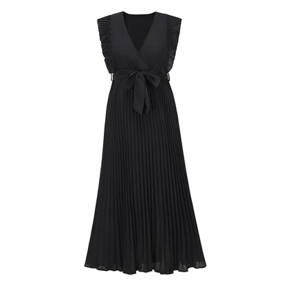 Elegant Slim Draped Pleated Summer Chiffon Dress Available in sizes from S to XXL