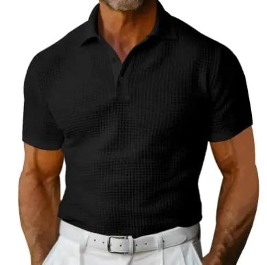 Men's European & American Style Cotton Polo Shirt – Slim Fit, Short Sleeve, Jacquard