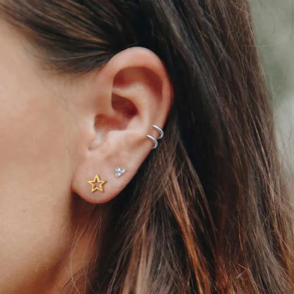 S925 Silver Stud Earrings with Zirconia Accents