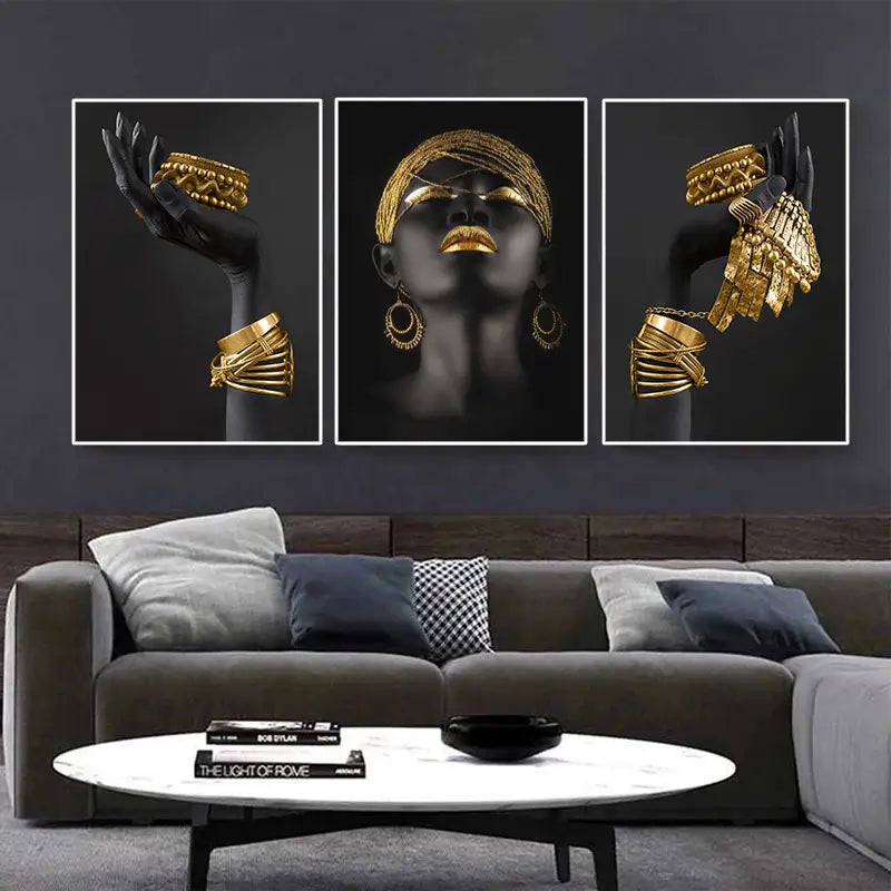 3pcs Canvas Posters of African Women for Home Decor