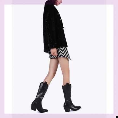 New Women’s Knee-High Boots – Pointed Toe & Chunky Heel