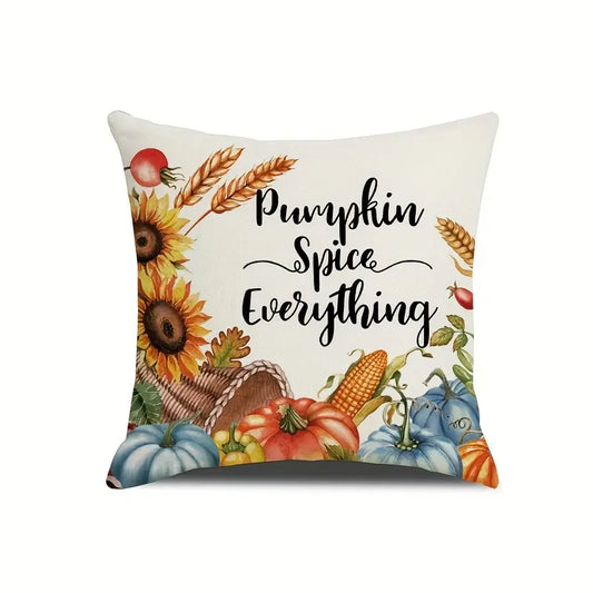 4pcs Linen Autumn Pumpkin Throw Pillow Covers 18x18" - FkriTigrinya