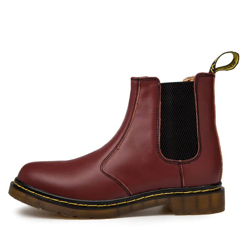 Martin-Stiefel aus Rindsleder im Herbst-Stil mit dicken Absätzen für Damen sind von leer