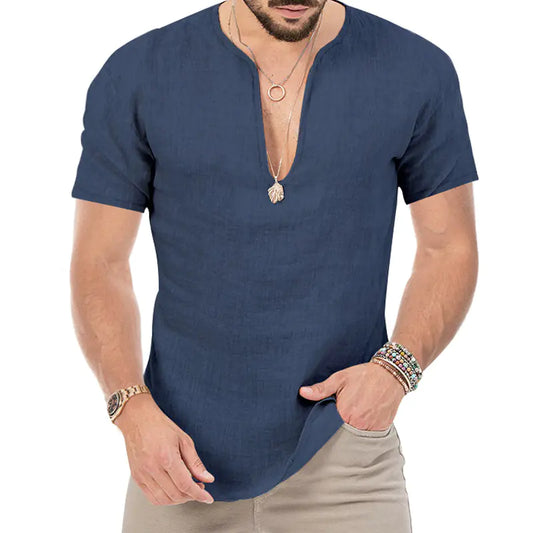 Men's Plus Size V-Neck Casual Slim Fit T-Shirt