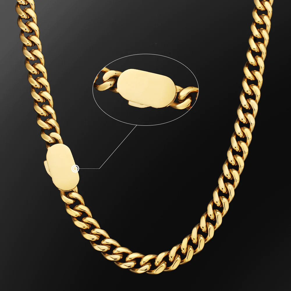Men's 10mm Stainless Steel Cuban Chain Necklace – Punk & Hip-Hop Statement