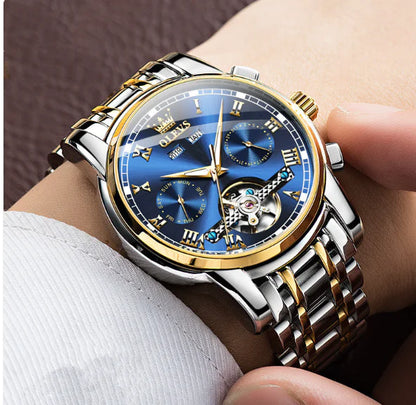 Waterproof Luminous Mechanical Men's Watch with Stainless Steel Strap