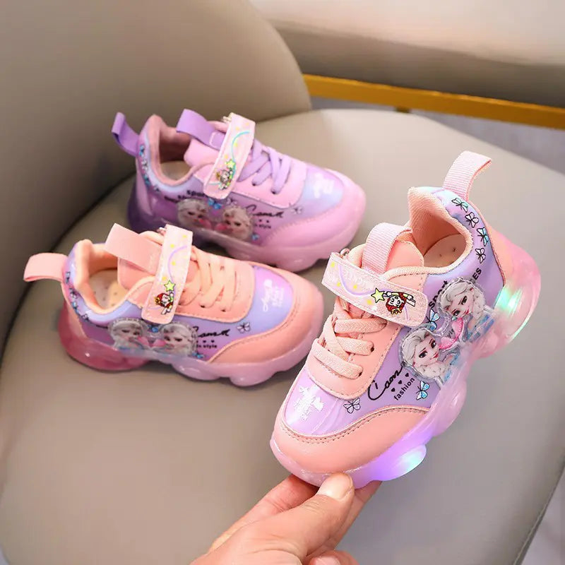 2021 New Korean Elsa LED Light-Up Sneakers for Kids