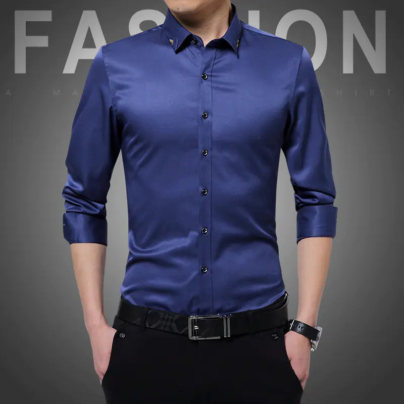 Men's Slim Fit Wrinkle-Resistant Long Sleeve Shirt