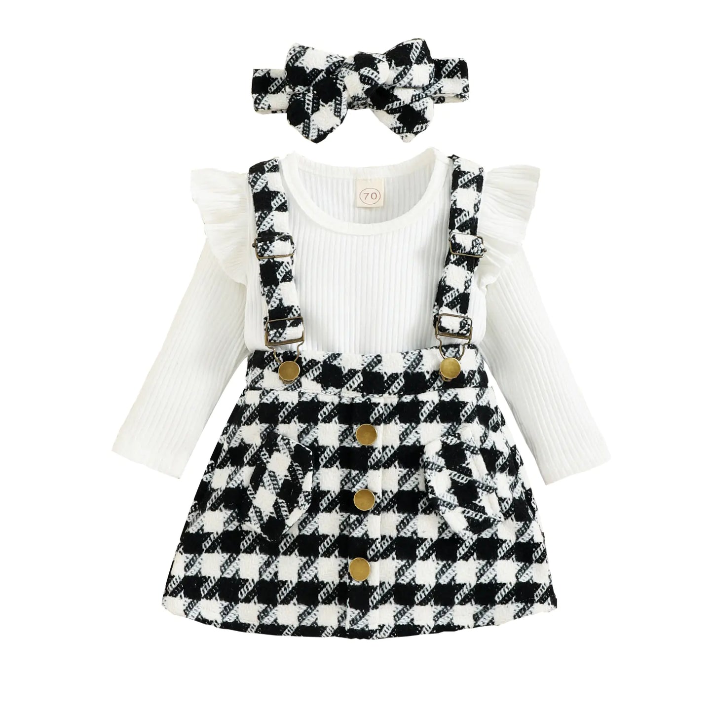 Cotton Striped Baby Romper and Skirt Set for Girls