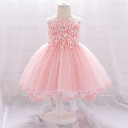 Lace Flower Pearl Flower Girl Dress for Kids  70cm to 90cm,