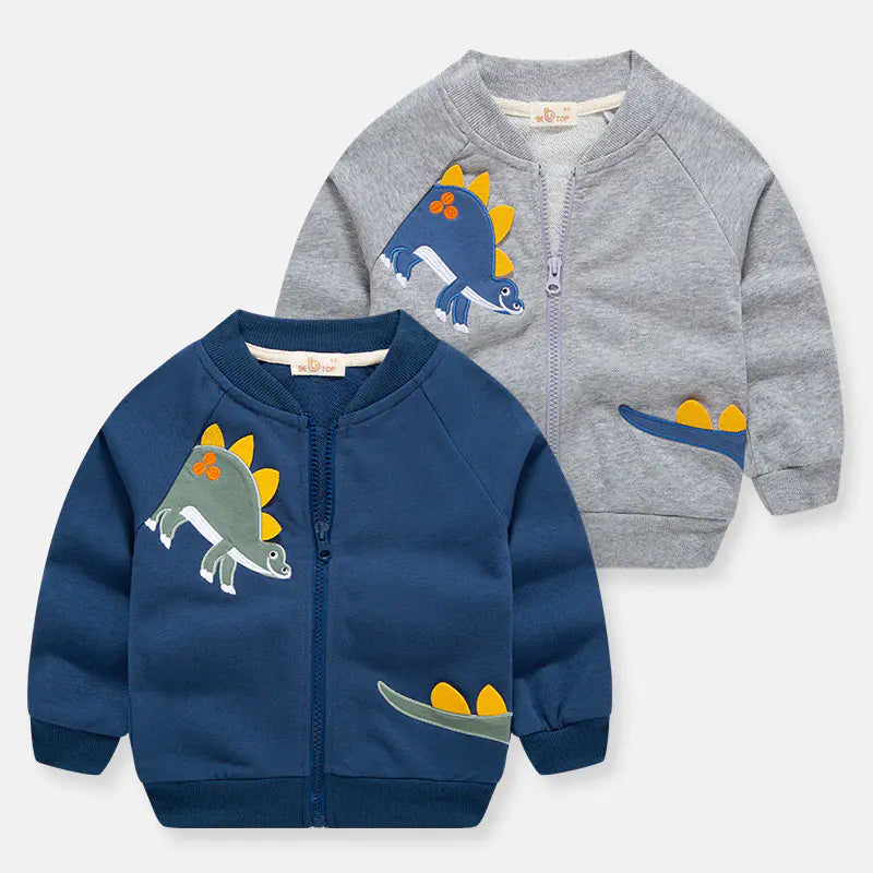 Boys' Zipper Baseball Jacket - Casual Cardigan Style