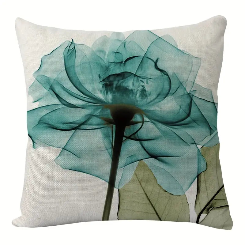 Linen Tulip Printed Throw Pillow Cover 17.72"x17.72"