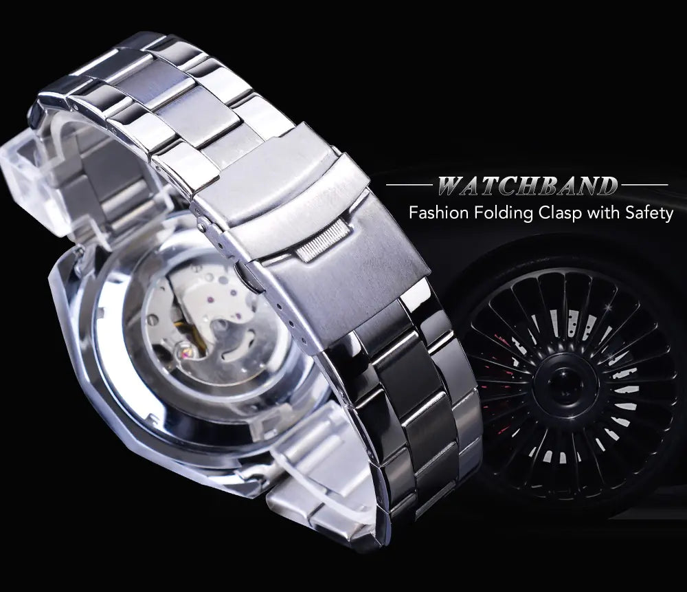 Men's Automatic Mechanical Watch with Steel Band