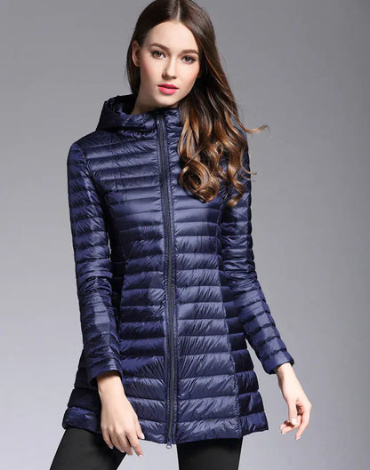 2017 Women's Korean Style Lightweight Long Down Jacket