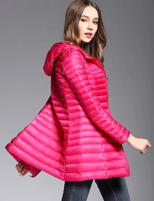 2017 Women's Korean Style Lightweight Long Down Jacket