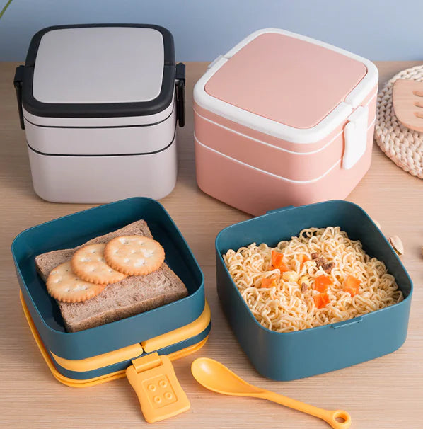 Portable Double-Layer Food Storage Container - FkriTigrinya