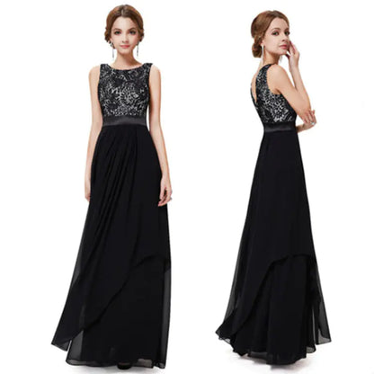 Elegant Long Cocktail Dress with Lace and Chiffon