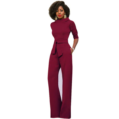 Fashionable Women's Solid Color High Waist Jumpsuit  sizes S t/m XL (of maat 34 t/m 44,