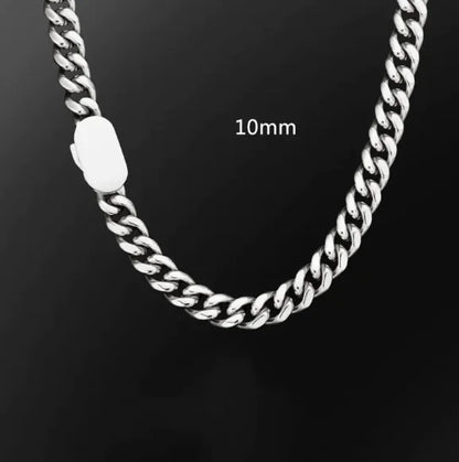 Men's 10mm Stainless Steel Cuban Chain Necklace – Punk & Hip-Hop Statement