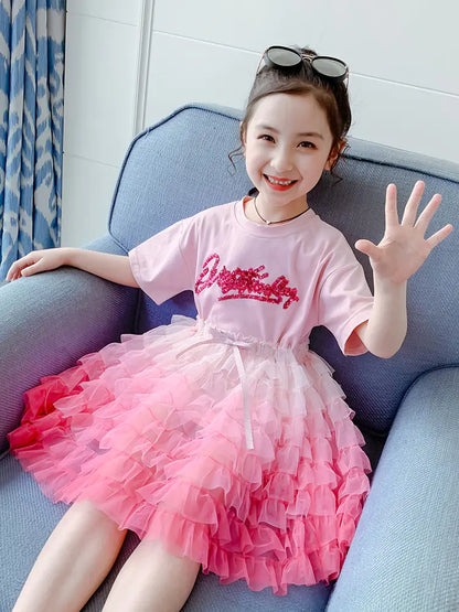 Girls' Summer Dress 2020 - Chic Tulle Princess Style  sizes ranging from 100cm to 140cm,