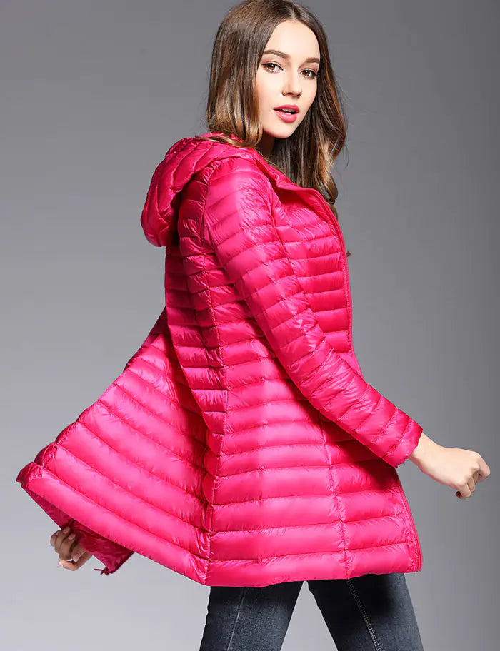 2017 Women's Korean Style Lightweight Long Down Jacket