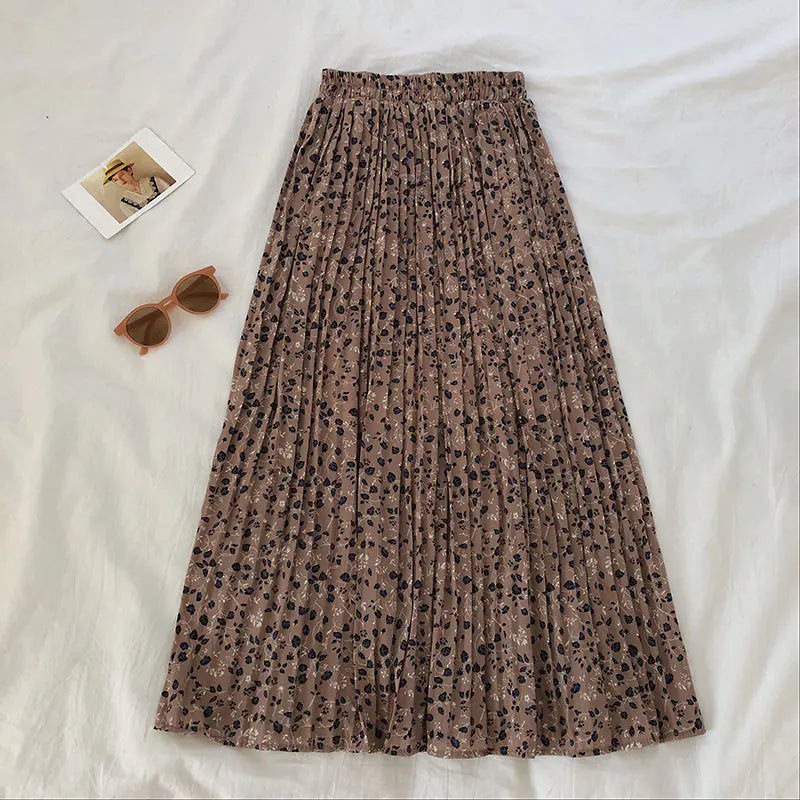 Floral Embossed High Waist Slim A-line Skirt