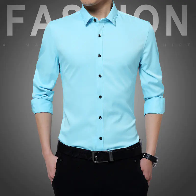 Men's Slim Fit Wrinkle-Resistant Long Sleeve Shirt