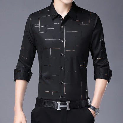 Men's Slim Fit Long Sleeve Floral Print Shirt