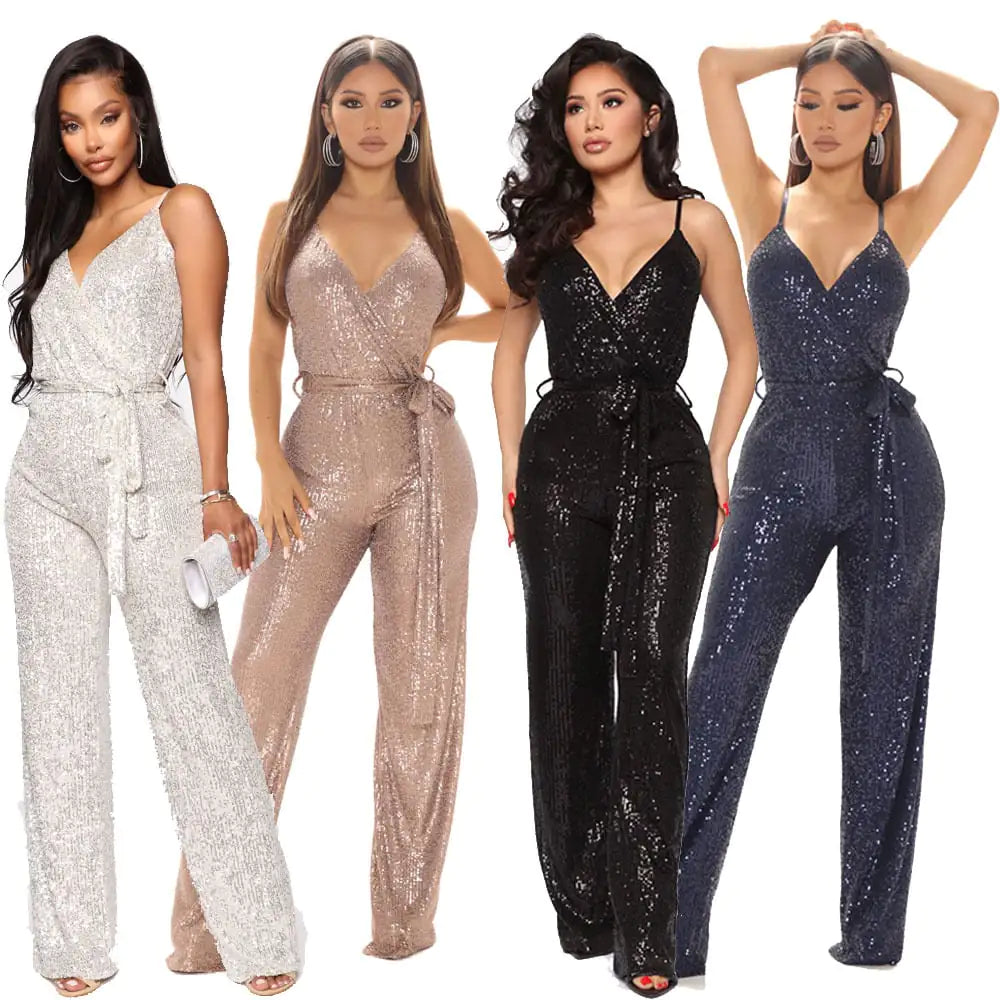 Sleeveless Backless Sequin Slim Fit Jumpsuit – Party Ready Glam